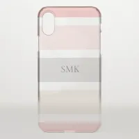 Chic Modern Shades of Pink Grey and Cream Monogram iPhone X Case