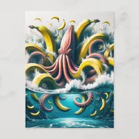 Angry Surreal Banana Octopus Postcard