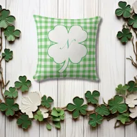 Plaid Monogram clover St. Patrick's Throw Pillow