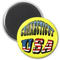 Connecticut Picture and USA Flag Text Magnet