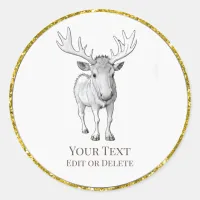 *~* AP49 Cute Sweet Rustic Baby Moose Classic Round Sticker