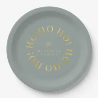 Earthy Green Gold Christmas Ho Ho Ho ID1009 Paper Plates