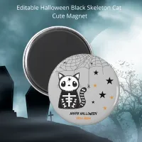 Halloween Cute Blcak Skeleton Cat Stars Cobweb  Magnet