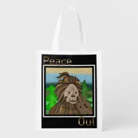 Peace Out | Bigfoot Sasquatch Pop Art Grocery Bag