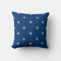 Christmas snowflakes and dots pattern throw pillow