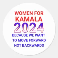 Women for Kamala Harris 2024 Election Classic Round Sticker