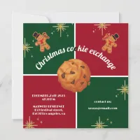 Christmas cookie exchange gingerbread man green invitation