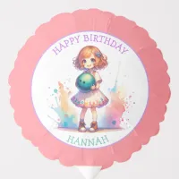 Bowling Party Girl's Anime Birthday Personalized  Balloon