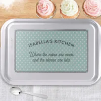 Pretty Polka Dot Patterned Light Aqua Kitchen Cake Pan