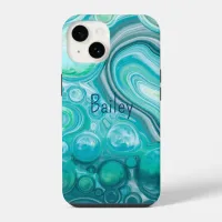 Personalized Blue Turquoise Sea Waves Bubbles    iPhone 14 Case