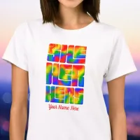 She Her Hers Pronouns Rainbow Tie Dye  T-Shirt