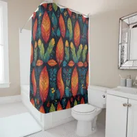 Colorful Trees - Leaf Pattern Shower Curtain Set