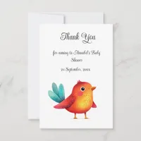 Bird-Themed Baby Shower Cute Watercolor Thank You Card