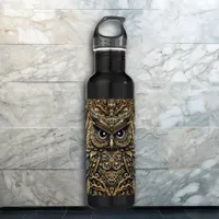 Steampunk Metal Gears and Owl  Stainless Steel Water Bottle