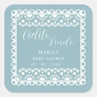 Mexican Papel Picado Cielito Lindo Baby Shower Square Sticker