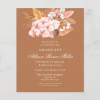 Budget Terracotta Pampas Graduation Invitation