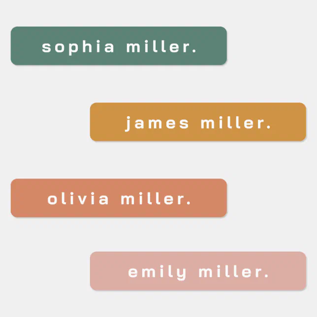 Simple Boho Rainbow Waterproof Name Labels