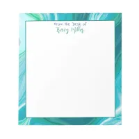 Personalized Blue and Teal Black Marble  Notepad