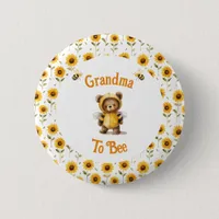 Cute Honey Bee Bear Ba-Bee Shower  Button