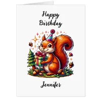 Large Birthday Squirrel | Coloring Page Card