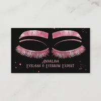 Luxury Watercolor Eyelash & Brow Beauty, Pink Business Card