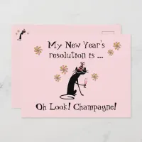 Oh Look! Champagne! New Year's Cat Holiday Postcard