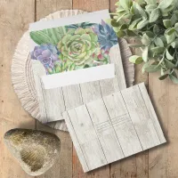 Succulents and Rustic Wood Wedding ID515 Envelope