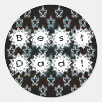 Best Dad with Neon Stars Classic Round Sticker