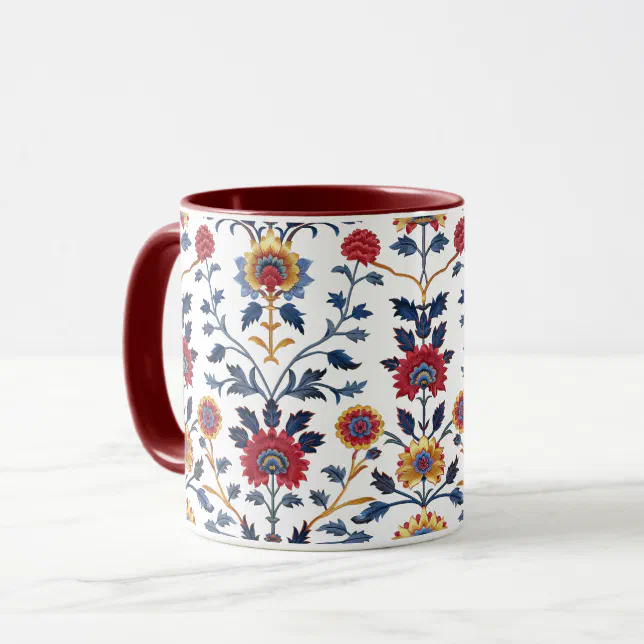 Antique Colorful Indian Floral Motif Pattern Mug