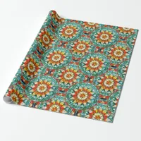 Beautiful Stained Glass Flower Mandala Pattern Wrapping Paper