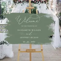 Sage Brush Strokes Wedding Welcome Sign