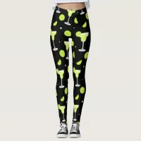 Margarita Cocktail Bar Mixologist Green Black Leggings