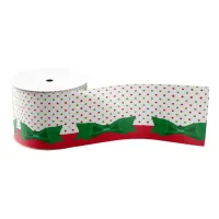 Green & Red Polka Dot Bow Tie Merry Christmas Grosgrain Ribbon