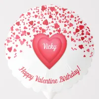 Valentine Birthday Red Confetti Hearts  Balloon