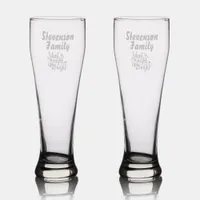 Christmas Silent Night Holy Night Monogram etched Pilsner Glass