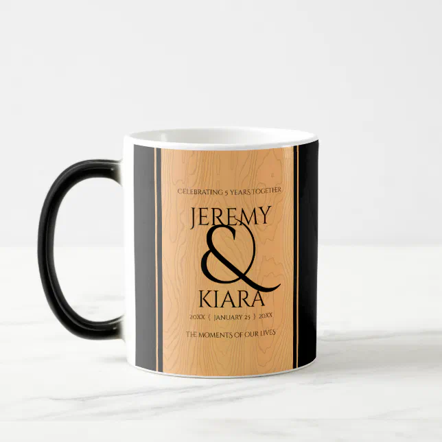 Elegant 5th Wood Wedding Anniversary Celebration Magic Mug