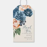 Roses Blue/Peach Wedding Thank You ID584 Gift Tags