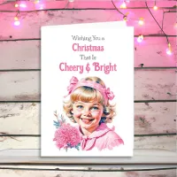 Old-Fashioned Christmas Pink Elf Cheery and Bright Holiday Card