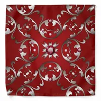 Glamorous Fancy White Gold Scarlet Red Baroque Bandana