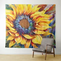 Sunflower Power watercolor painting Tapestry