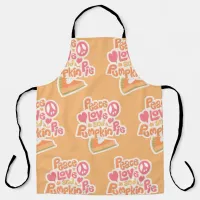 Peace Love Pumpkin Pie Fun Cartoon Pie Motto Apron