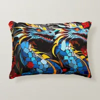 Cute Colorful Dragon Mosaics  Accent Pillow