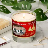 Merry Christmas Photo & Name Trees Snow Red Gold Scented Candle
