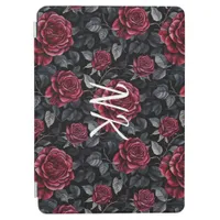 Burgundy Roses with Black Background Monogrammed iPad Air Cover