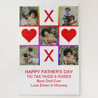 Photo Collage Tic Tac Toe Hugs Kisses Fathers LG Jigsaw Puzzle