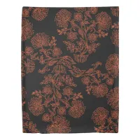 Black And Brown Floral Twin Size Duvet Cover