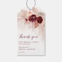 Boho Pampas Bridal Shower Burgundy Roses Favor Gif Gift Tags