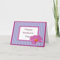 Mother's Day Purple Flower and Gingham Design Card