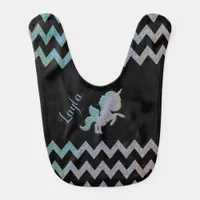 Cute Iridescent Glittery Unicorn Zigzag Custom Baby Bib