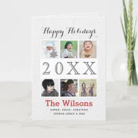 Six photos collage Modern Custom Photo Holiday Card